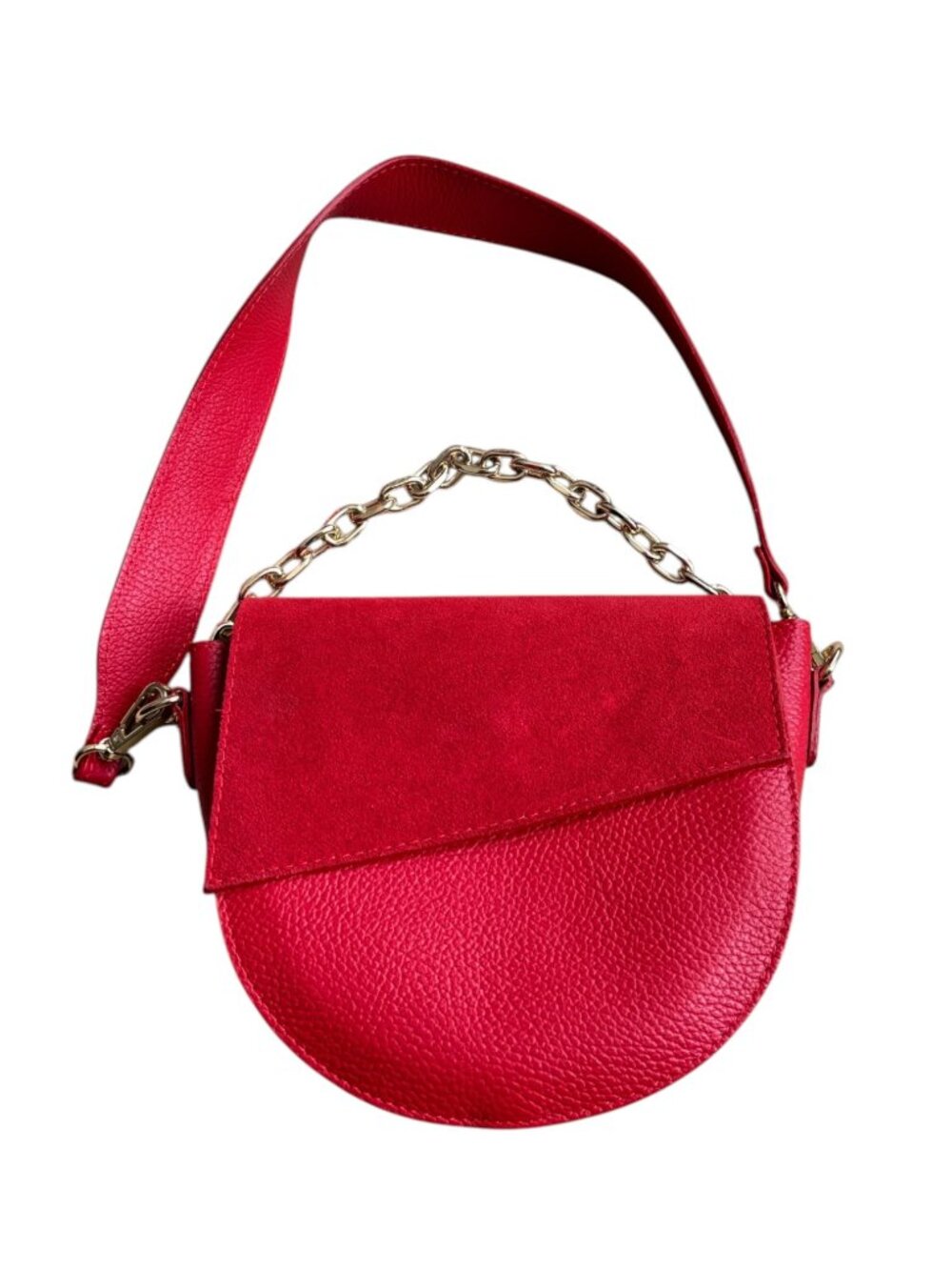 Italian Red Leather Suede Le Borse Di Giulia Handbag